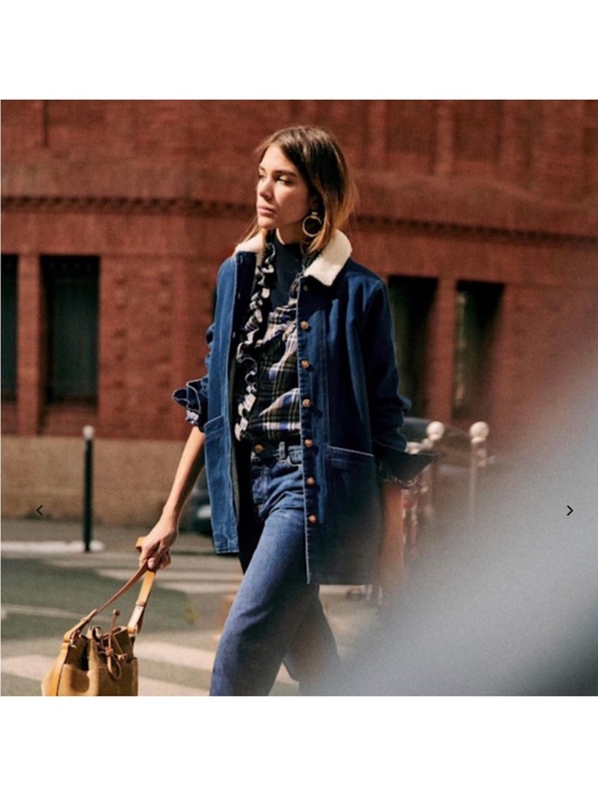 Sezane Jackets & Blazers - Sezane | Jacket | Will Jacket Indigo Faux Sheepskin Collar
